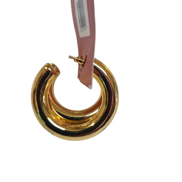 OMA THE LABEL Women's Chubby Large 18K Gold-Plated Brass Hoops Earrings - Picture 2 of 5